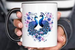 Couple Peacock Heart Sublimation PNG Clipart Product Image 3