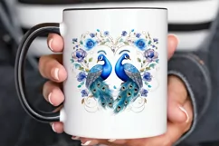 Couple Peacock Heart Sublimation PNG Clipart Product Image 3