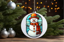 Stained Glass Christmas Snowman PNG Clipart Product Image 3