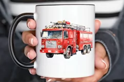 Fire Truck Watercolor Sublimation PNG Clipart Product Image 3