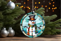 Stained Glass Christmas Snowman PNG Clipart Product Image 3