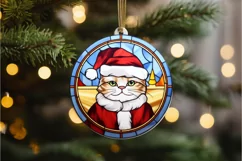 Stained Glass Christmas Cat PNG Clipart Product Image 3