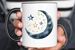 Moon And Stars Watercolor PNG Clipart Product Image 3
