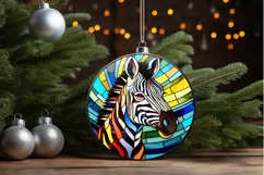 Stained Glass with Christmas Zebra PNG Clipart Product Image 3