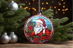 Stained Glass with Christmas Santa Flower PNG Clipart Product Image 3