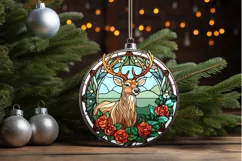 Stained Glass With Christmas Deer Flower PNG Clipart Product Image 3