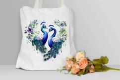 Couple Peacock Heart Sublimation PNG Clipart Product Image 3