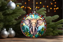 Stained Glass with Christmas Elephant PNG Clipart Product Image 3