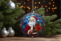 Stained Glass with Christmas Santa Flower PNG Clipart Product Image 3