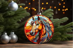 Stained Glass with Christmas Horse PNG Clipart Product Image 3