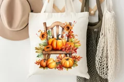 Autumn Chairs Watercolor Pumpkins Sublimation PNG Clipart Product Image 3