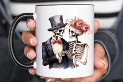 Skeleton Couple Watercolor Sublimation PNG Clipart Product Image 3