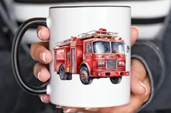 Fire Truck Watercolor Sublimation PNG Clipart Product Image 3