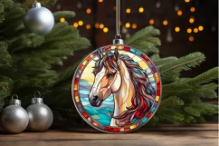 Stained Glass with Christmas Horse PNG Clipart Product Image 3