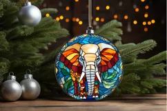 Stained Glass with Christmas Elephant PNG Clipart Product Image 3