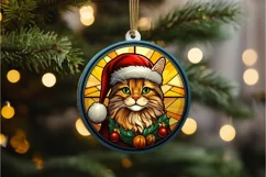 Stained Glass Christmas Cat PNG Clipart Product Image 3