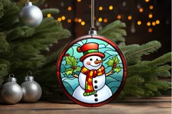 Stained Glass Christmas Snowman PNG Clipart Product Image 3
