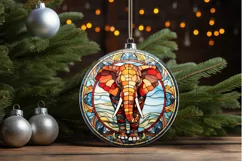 Stained Glass with Christmas Elephant PNG Clipart Product Image 3