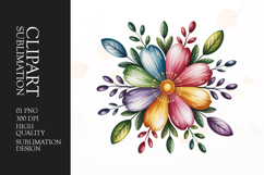 Colorful Floral Burst Clipart PNG Product Image 1