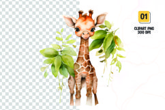 Watercolor girraffe sublimation clipart png Product Image 1