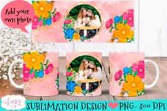 Floral Picture mug wrap for sublimation | Photo mug template Product Image 1