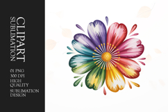 Rainbow Flower Clipart PNG Product Image 1