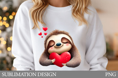 Valentines Sloth Sublimation. Valentine Sloth T-Shirt Design Product Image 1
