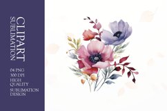 Watercolor floral flower clipart sublimation png Product Image 1