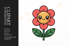 Cute Smiling Flower Clipart PNG Product Image 1