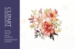 Watercolor floral flower clipart sublimation png Product Image 1