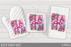 Mother's Day Oven Mitt Design. Mother's Day Kitchen Towel Product Image 1