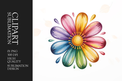 Rainbow Flower Clipart PNG Product Image 1