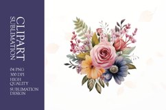 Watercolor floral flower clipart sublimation png Product Image 1