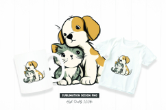 Love Car Puppy and Cat Valentine Sublimation Design Product Image 1