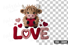 Cute Highland Cow Love Clipart PNG Product Image 1