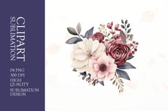 Watercolor floral flower clipart sublimation png Product Image 1