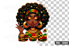 Black Queen Afro Portrait Clipart PNG Product Image 1