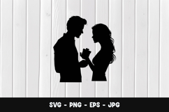 Romantic Talking Couple Silhouette SVG PNG Product Image 1