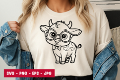 Cute Cartoon Cow with Glasses SVG PNG Product Image 1