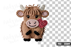 Smiling Knit Cow Clipart PNG Product Image 1