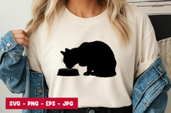 Cartoon Cat Eating Food Bowl SVG PNG Product Image 1
