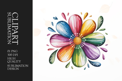 Rainbow Bloom Clipart PNG Product Image 1