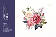 Watercolor floral flower clipart sublimation png Product Image 1