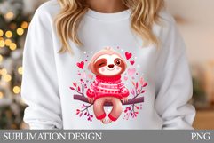 Valentines Sloth T-Shirt Design. Valentine Sloth Sublimation Product Image 1