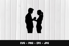 Romantic Couple Standing Close SVG PNG Product Image 1