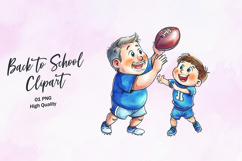 Dad Son Football Toss Clipart Sublimation PNG Product Image 1