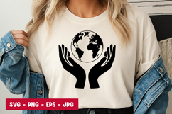 Earth in Hands SVG PNG Product Image 1