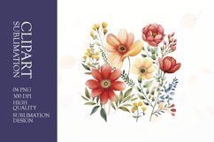 Watercolor floral flower clipart sublimation png Product Image 1
