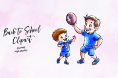 Dad Son Football Play Clipart Sublimation PNG Product Image 1