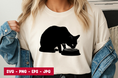 Cat Silhouette with Food Bowl SVG PNG Product Image 1